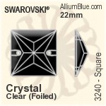 施華洛世奇 正方形 手縫石 (3240) 22mm - 透明白色 白金水銀底