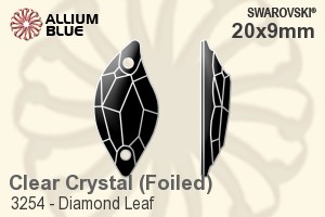 スワロフスキー Diamond Leaf ソーオンストーン (3254) 20x9mm - クリスタル 裏面プラチナフォイル - ウインドウを閉じる