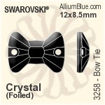スワロフスキー Bow Tie ソーオンストーン (3258) 12x8.5mm - クリスタル 裏面プラチナフォイル