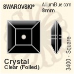 Swarovski Square Sew-on Stone (3400) 8mm - Clear Crystal With Platinum Foiling