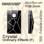 施华洛世奇 Pendular Lochrose 手缝石 (3500) 17x9.5mm - Crystal (Ordinary Effects) With Platinum Foiling