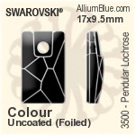 スワロフスキー Pendular Lochrose ソーオンストーン (3500) 17x9.5mm - カラー（コーティングなし） プラチナフォイル