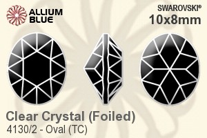 Swarovski Oval (TC) Fancy Stone (4130/2) 10x8mm - Clear Crystal With Green Gold Foiling - Haga Click en la Imagen para Cerrar