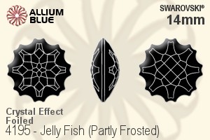 スワロフスキー Jelly Fish (Partly Frosted) ファンシーストーン (4195) 14mm - クリスタル エフェクト 裏面プラチナフォイル