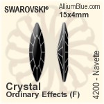 施華洛世奇 馬眼形 花式石 (4200) 15x4mm - 白色（半塗層） 白金水銀底