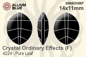 スワロフスキー Pure Leaf ファンシーストーン (4224) 14x11mm - クリスタル エフェクト 裏面プラチナフォイル