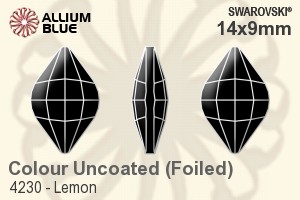 スワロフスキー Lemon ファンシーストーン (4230) 14x9mm - カラー 裏面プラチナフォイル