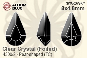 スワロフスキー Pear-shaped (TC) ファンシーストーン (4300/2) 8x4.8mm - クリスタル ゴールドフォイル - ウインドウを閉じる