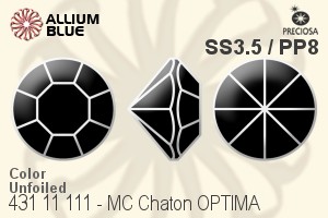 Preciosa MC Chaton OPTIMA (431 11 111) SS3.5 / PP8 - Color Unfoiled - Haga Click en la Imagen para Cerrar