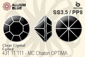 Preciosa MC Chaton (431 11 111) SS3.5 / PP8 - Clear Crystal With Golden Foiling - Haga Click en la Imagen para Cerrar