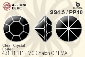 Preciosa MC Chaton OPTIMA (431 11 111) SS4.5 / PP10 - Clear Crystal With Golden Foiling - Click Image to Close