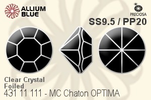 Preciosa プレシオサ MC マシーンカットチャトン OPTIMA (431 11 111) SS9.5 / PP20 - クリスタル 裏面ゴールドフォイル - ウインドウを閉じる