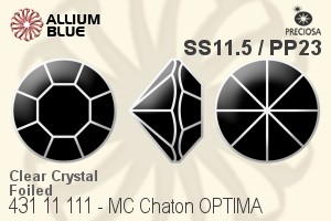 寶仕奧莎 機切尖底石 OPTIMA (431 11 111) SS11.5 / PP23 - 透明白色 金箔底 - 關閉視窗 >> 可點擊圖片