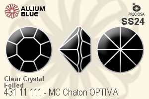 Preciosa MC Chaton OPTIMA (431 11 111) SS24 - Clear Crystal With Golden Foiling - Click Image to Close