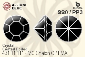 Preciosa MC Chaton (431 11 111) SS0 / PP3 - Crystal (Coated) With Silver Foiling - Haga Click en la Imagen para Cerrar