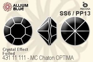 宝仕奥莎 机切尖底石 OPTIMA (431 11 111) SS6 / PP13 - 白色（镀膜） 银箔底 - 关闭视窗 >> 可点击图片