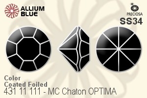 Preciosa MC Chaton OPTIMA (431 11 111) SS34 - Color (Coated) With Golden Foiling - Click Image to Close