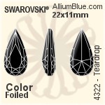 Swarovski Teardrop Fancy Stone (4322) 22x11mm - Color With Platinum Foiling