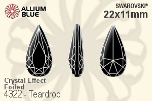 Swarovski Teardrop Fancy Stone (4322) 22x11mm - Crystal Effect With Platinum Foiling - Click Image to Close