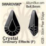 スワロフスキー XILION Pear Shape ファンシーストーン (4328) 8x4.8mm - クリスタル エフェクト 裏面プラチナフォイル