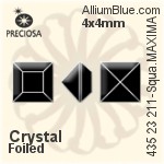 寶仕奧莎 機切正方形 MAXIMA 美飾瑪 花式石 (435 23 211) 4x4mm - 透明白色 DURA™耐用金屬箔底