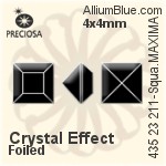 Preciosa MC Square MAXIMA Fancy Stone (435 23 211) 4x4mm - Crystal Effect With Dura™ Foiling