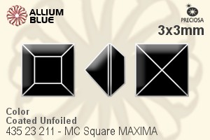寶仕奧莎 機切正方形 MAXIMA 美飾瑪 花式石 (435 23 211) 3x3mm - 顏色（塗層） 無水銀底 - 關閉視窗 >> 可點擊圖片