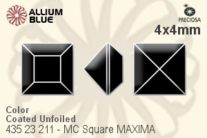 Preciosa プレシオサ MC マシーンカットSquare MAXIMA マキシマ ファンシーストーン (435 23 211) 4x4mm - カラー（コーティング） 裏面にホイル無し - ウインドウを閉じる