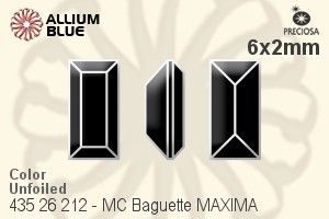 Preciosa プレシオサ MC マシーンカットBaguette MAXIMA マキシマ ファンシーストーン (435 26 212) 6x2mm - カラー 裏面にホイル無し - ウインドウを閉じる