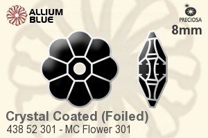 Preciosa MC Flower 301 Sew-on Stone (438 52 301) 8mm - Crystal Effect With Silver Foiling - Click Image to Close