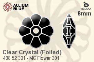 Preciosa MC Flower 301 Sew-on Stone (438 52 301) 8mm - Clear Crystal With Silver Foiling - Click Image to Close