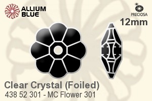 Preciosa MC Flower 301 Sew-on Stone (438 52 301) 12mm - Clear Crystal With Silver Foiling - Click Image to Close
