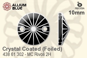Preciosa MC Rivoli 2H Sew-on Stone (438 61 302) 10mm - Crystal (Coated) With Silver Foiling - Haga Click en la Imagen para Cerrar