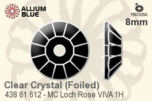 Preciosa MC Loch Rose VIVA 1H Sew-on Stone (438 61 612) 8mm - Clear Crystal With Silver Foiling - Click Image to Close