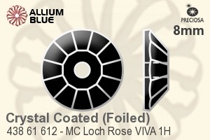 Preciosa MC Loch Rose VIVA 1H Sew-on Stone (438 61 612) 8mm - Crystal (Coated) With Silver Foiling