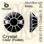 Preciosa MC Chaton Rose VIVA 12 2H Sew-on Stone (438 61 613) 8mm - Clear Crystal With Silver Foiling