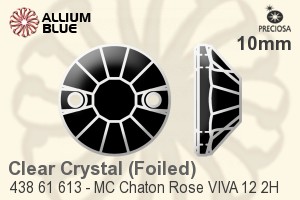 Preciosa MC Chaton Rose VIVA 12 2H Sew-on Stone (438 61 613) 10mm - Clear Crystal With Silver Foiling - Click Image to Close