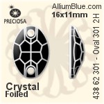 寶仕奧莎 機切橢圓形 301 2H 手縫石 (438 62 301) 16x11mm - 透明白色 銀箔底