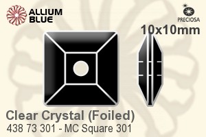 Preciosa MC Square Sew-on Stone (438 73 301) 10x10mm - Clear Crystal With Silver Foiling - Haga Click en la Imagen para Cerrar
