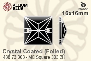 Preciosa MC Square 303 2H Sew-on Stone (438 73 303) 16x16mm - Crystal (Coated) With Silver Foiling - Haga Click en la Imagen para Cerrar