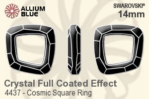 Swarovski Cosmic Square Ring Fancy Stone (4437) 14mm - Crystal (Full Coated Effect) Unfoiled - Click Image to Close