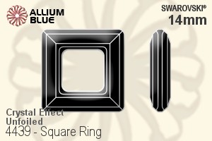 施华洛世奇 正方形 Ring 花式石 (4439) 14mm - 白色（半涂层） 无水银底