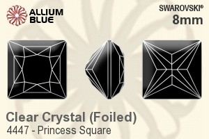 Swarovski Princess Square Fancy Stone (4447) 8mm - Clear Crystal With Platinum Foiling - Click Image to Close