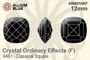 施華洛世奇 Classical 正方形 花式石 (4461) 12mm - 白色（半塗層） 白金水銀底