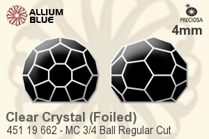 寶仕奧莎 機切3/4 Ball Regular Cut 平底石 (451 19 662) 4mm - 透明白色 鋁層底