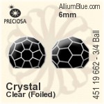 宝仕奥莎 机切3/4 Ball Regular Cut 平底石 (451 19 662) 6mm - 透明白色 铝层底