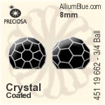 Preciosa MC 3/4 Ball Regular Cut Flat-Back Stone (451 19 662) 8mm - Crystal Effect Unfoiled