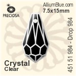 Preciosa MC Drop 984 Pendant (451 51 984) 7.5x15mm - Clear Crystal