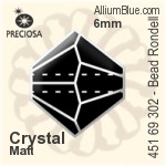 Preciosa MC Bead Rondell (451 69 302) 6mm - Crystal (Matt)