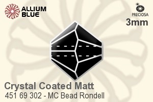 Preciosa MC Bead Rondell (451 69 302) 3mm - Crystal (Coated Matt)